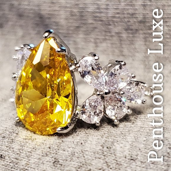 FINAL RESTOCK!! Beautiful Yellow Citrine Flower Cluster Ring - Picture 3 of 5